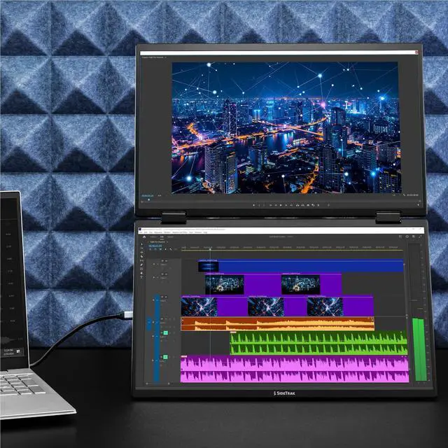 Alt view image 2 of 7 - SideTrak Solo Book 15.6" Foldable Dual Screen Portable Monitor - FHD Portable Stacked Monitor, Dual Monitor for Laptop, Display Extender with Stacked Dual Monitor for Mac, PC, and Chromebook