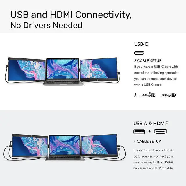 Alt view image 6 of 7 - SideTrak Swivel Triple Portable Monitor for Laptop | Attachable 12.5 FHD IPS Rotating Three Screen Laptop | Compatible with Mac, PC, & Chrome | Powered by USB or Mini HDMI