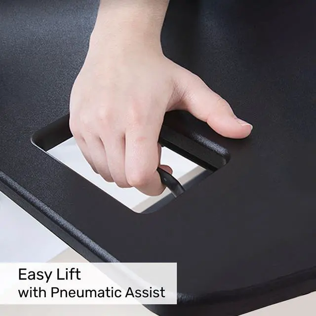 Alt view image 5 of 6 - X-Elite Pro 40" Corner Standing Desk Converter with Pneumatic Lift | Adjustable Sit to Stand Riser, L-Shaped Desks & Cubicles | Fully Assembled Computer Workstation (Matte Black)