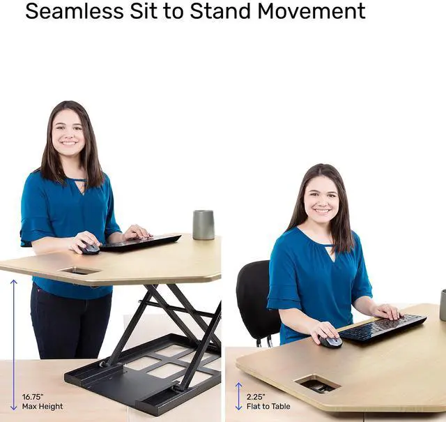Alt view image 2 of 6 - Stand Steady X-Elite Pro | Premier Corner Standing Desk Converter | Extra Large 40 Inch Sit to Stand Desk | Fully Assembled | Height Adjustable Desk Converter for Cubicles and L-Shaped Desks (Maple)