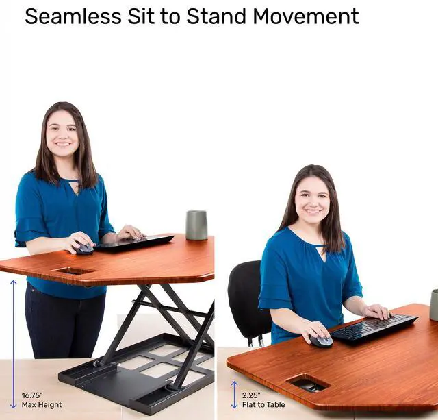 Alt view image 2 of 6 - Stand Steady X-Elite Pro | Premier Corner Standing Desk Converter | Extra Large 40 Inch Sit to Stand Desk | Fully Assembled | Height Adjustable Desk Converter for Cubicles and L-Shaped Desks (Cherry)