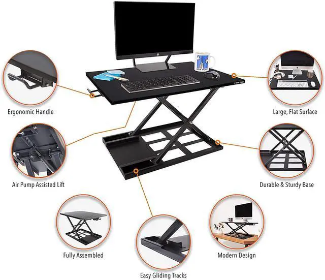 Alt view image 6 of 8 - stand steady standing desk xelite standing desk | xelite pro version, instantly convert any desk into a sit/stand up desk, heightadjustable, fully assembled desk converter black 28 inch