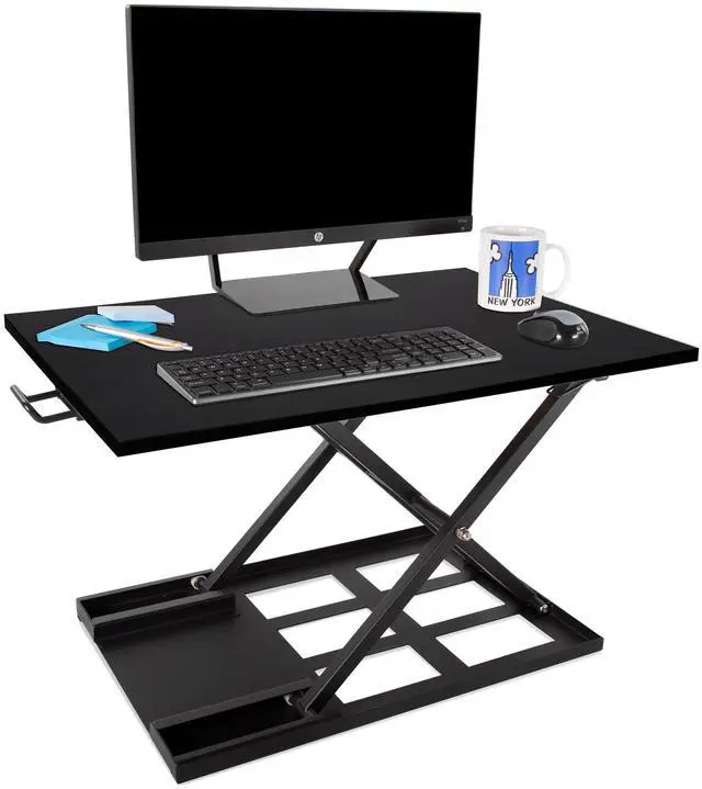 Alt view image 8 of 8 - stand steady standing desk xelite standing desk | xelite pro version, instantly convert any desk into a sit/stand up desk, heightadjustable, fully assembled desk converter black 28 inch