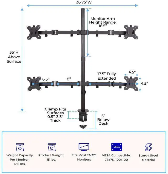 Alt view image 10 of 14 - Stand Steady Quad Monitor Arm