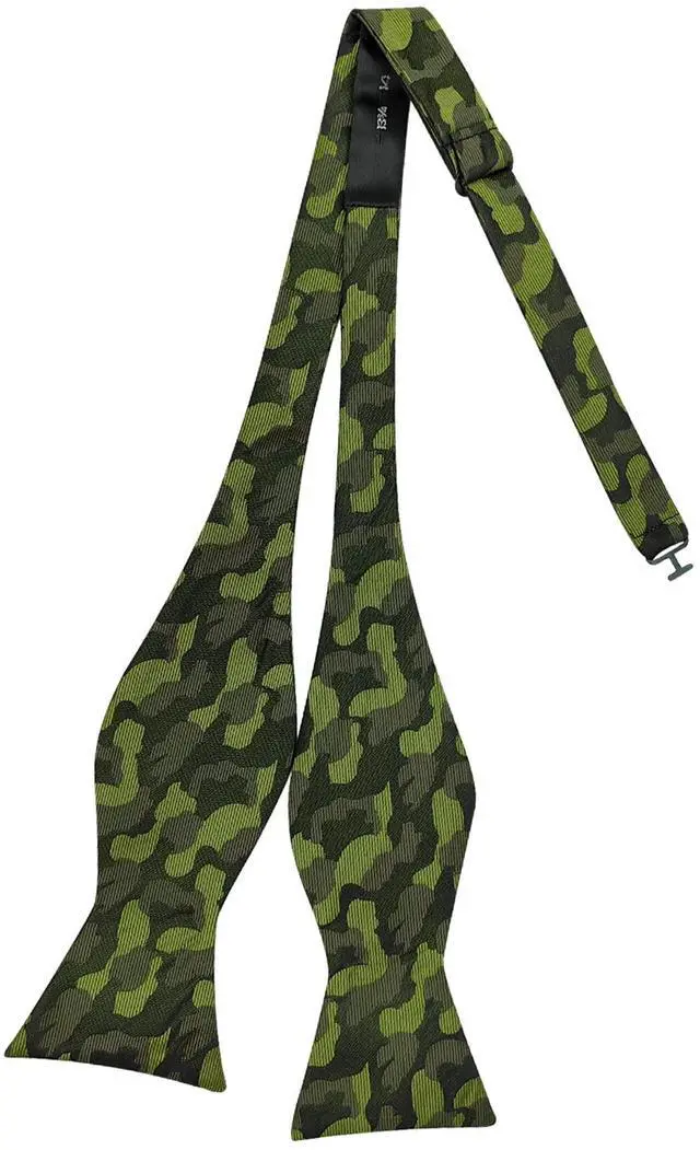 Alt view image 3 of 7 - Floral Self Tie Bow Tie Pocket Square Set, Men Bowtie with Handkerchief For Formal Tuxedo or Wedding Party M-S-SB1 (Green Camouflage)