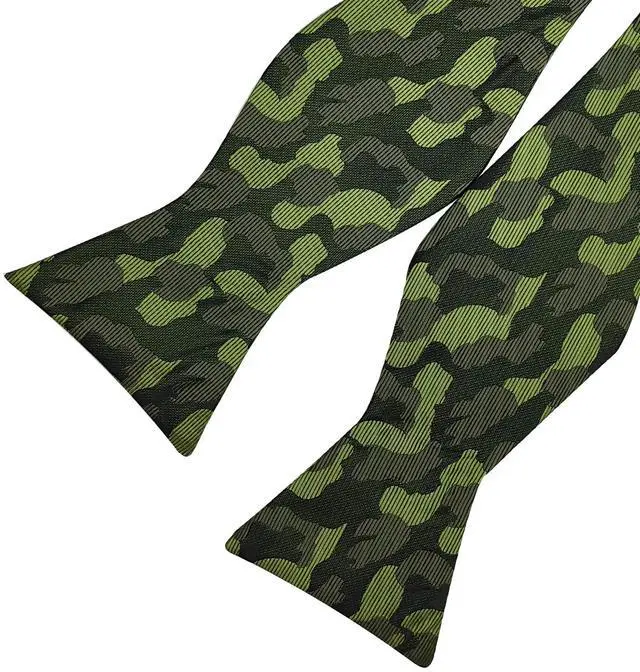 Alt view image 7 of 7 - Floral Self Tie Bow Tie Pocket Square Set, Men Bowtie with Handkerchief For Formal Tuxedo or Wedding Party M-S-SB1 (Green Camouflage)