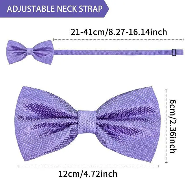 Alt view image 4 of 5 - Pre-Tied Plaid Pattern Bow Tie For Men or Women, Formal Tuxedo Bowties For Wedding Party Necktie or Business M-M-B2T (Silver Gray)
