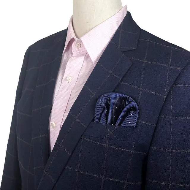 Alt view image 4 of 5 - 5 Pack Silk Men's Pre Folded Pocket Squares Set, Prefolded Handkerchief For Business Formal/Suit/Tuxedo PF-H-3 (Navy Blue, purple, beige, royal blue, black)