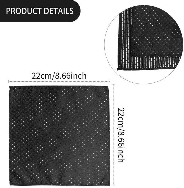 Alt view image 4 of 6 - Men Bow Tie Pocket Square Set, Men Bowtie with Handkerchief For Wedding Party or Formal Tuxedo M-S-B6BT (Gray/Silver with Black Polka Dots)