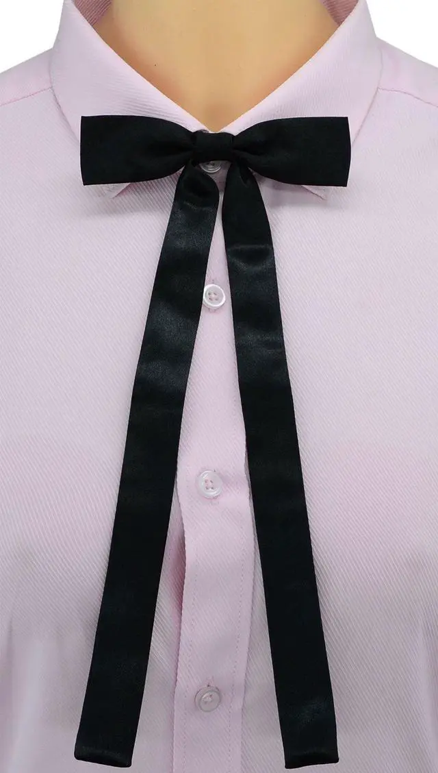 Alt view image 3 of 7 - SYAYA Adjustable Long Silk Bow Tie, Pre Tied Necktie For ladies T-shirt Decoration/Christmas/Cosplay/Party/ B11(black)