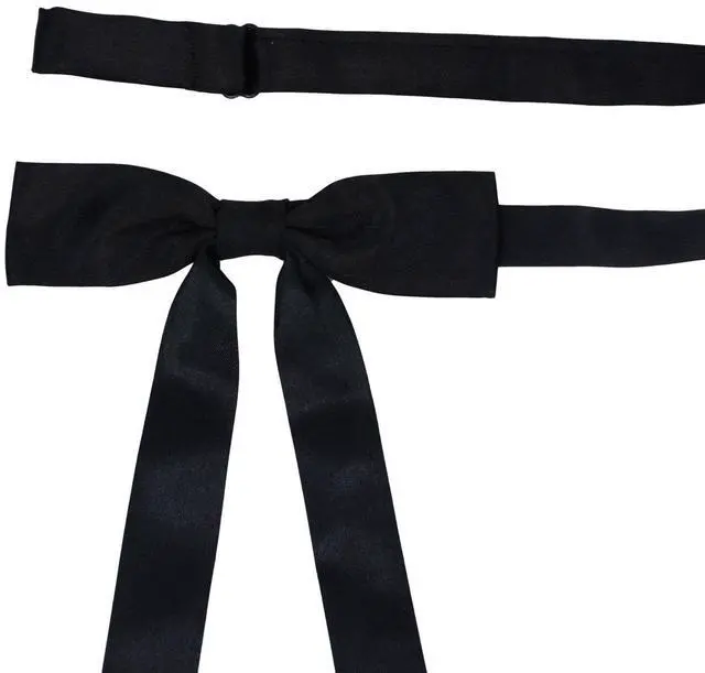 Alt view image 7 of 7 - SYAYA Adjustable Long Silk Bow Tie, Pre Tied Necktie For ladies T-shirt Decoration/Christmas/Cosplay/Party/ B11(black)
