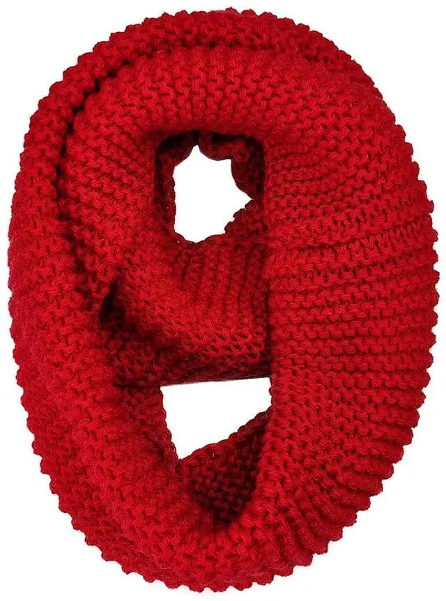 Main image of Warm Scarf for Winter Women & Men, Knit Wool Loop Infinity Scarves Thick & Chunky Neck Warmer For Cold Weather U-SY-W3 (Red)