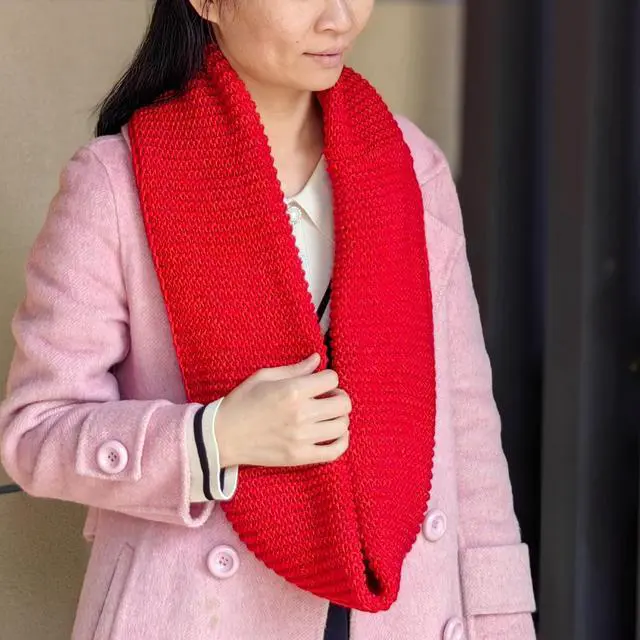 Alt view image 2 of 7 - Warm Scarf for Winter Women & Men, Knit Wool Loop Infinity Scarves Thick & Chunky Neck Warmer For Cold Weather U-SY-W3 (Red)