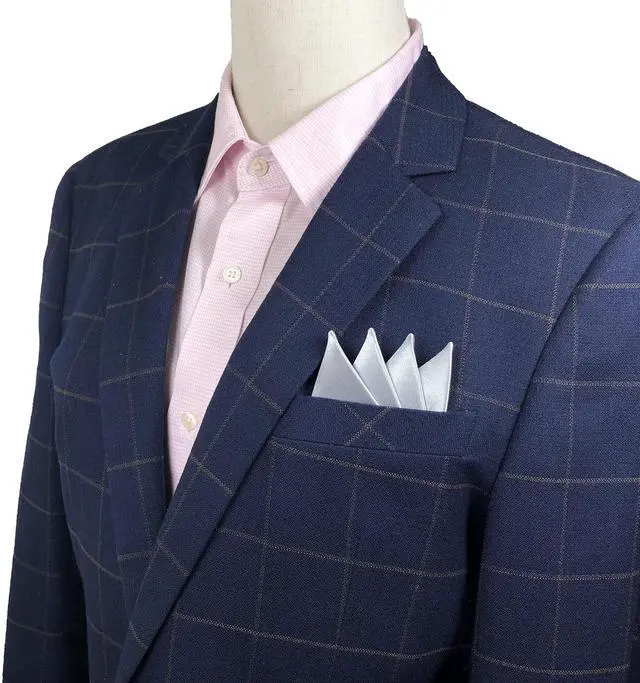 Alt view image 3 of 4 - 10 Pack Silk Men's Pre-Folded Pocket Squares Set, Prefolded Handkerchief For Wedding Party/Suit/Tuxedo PF-H-6 (black,white,red,Silver,Champagne)
