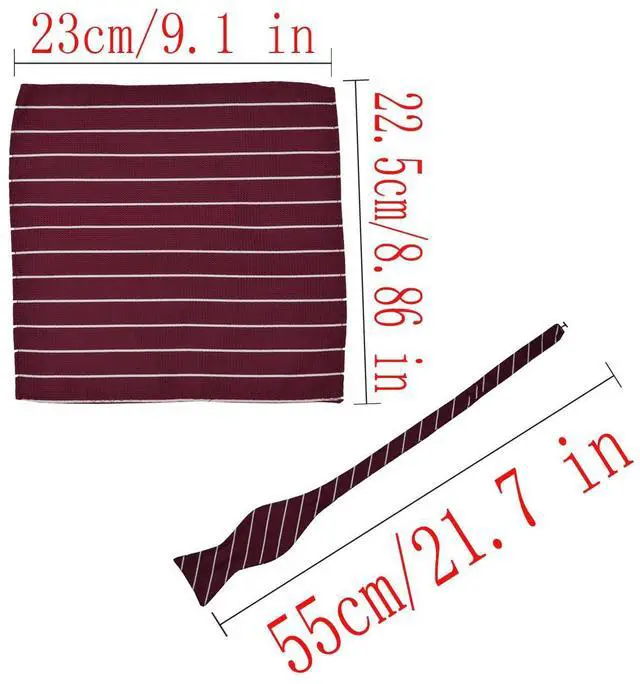 Alt view image 5 of 7 - 3pcs Mens Classic Silk Self Bow Ties and Pocket Square, Handkerchief Jacquard Woven Bowtie Set For Tuxedo & Wedding SB2 (Black Plaid, Burgundy Stripes, Navy Dot)