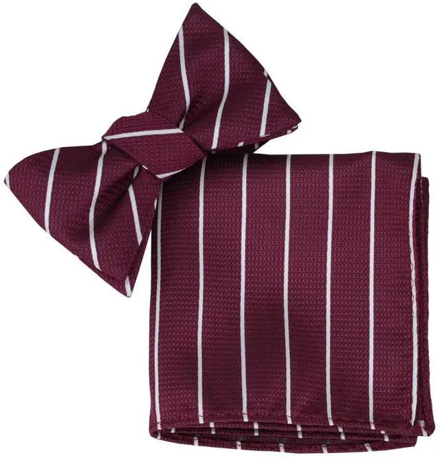 Alt view image 7 of 7 - 3pcs Mens Classic Silk Self Bow Ties and Pocket Square, Handkerchief Jacquard Woven Bowtie Set For Tuxedo & Wedding SB2 (Black Plaid, Burgundy Stripes, Navy Dot)