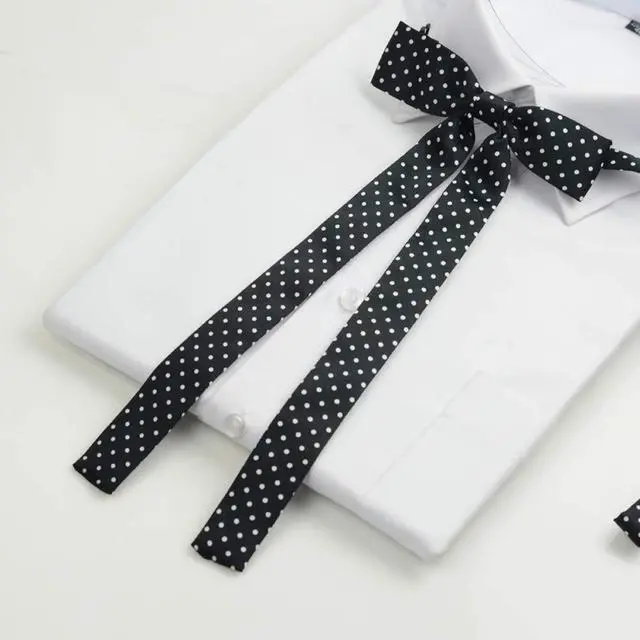 Alt view image 2 of 6 - SYAYA Ladies Long Pre Bow Tie Dotted Bowtie for Women WLJ05 (black point)