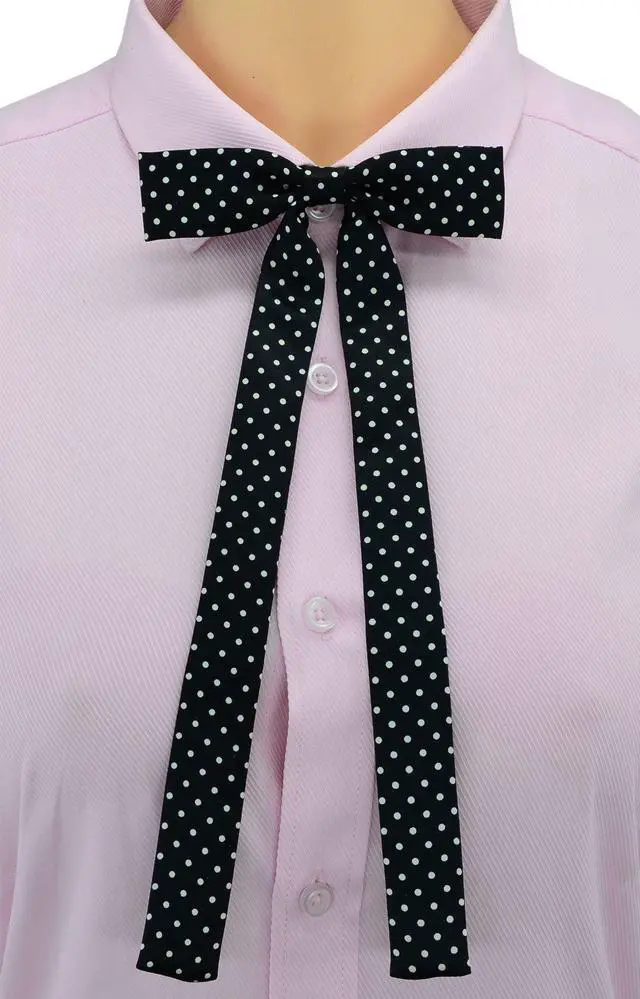 Alt view image 3 of 6 - SYAYA Ladies Long Pre Bow Tie Dotted Bowtie for Women WLJ05 (black point)