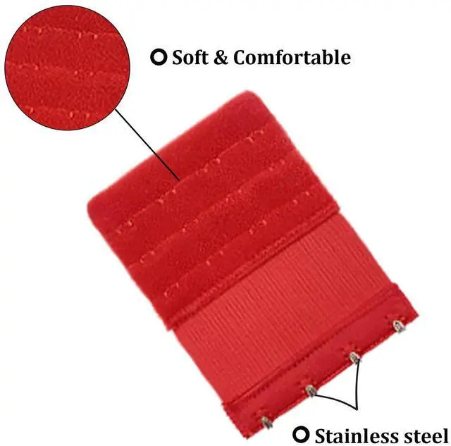 Alt view image 4 of 4 - Women Bra Band Extenders, Ladies Adjustable Soft & Comfortable Elastic Bra Strap Extension or Bra Clip Extender B-E-B-E1 (2 Hook - 10 Color)