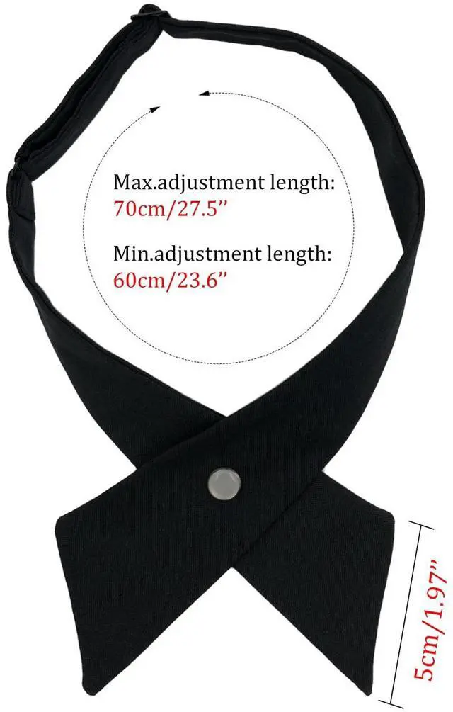 Alt view image 4 of 6 - Women/ Men Cross Bow Tie, Pre Tied Crossover Necktie For Japanese School Girl Uniform Tie Cosplay/ Party WB2  (Se of 3 - Black)