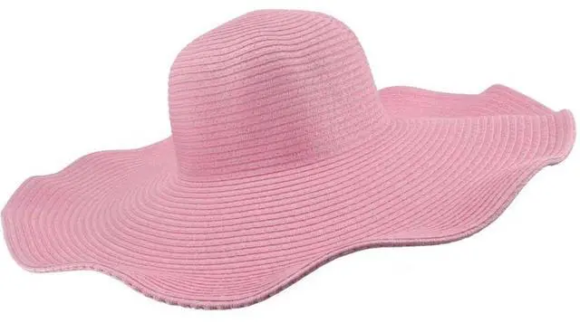 Main image of Big Straw Beach Hats For Women, Wide Brim Beach Sun Cap Floppy with UV Protection for Outdoor Summer Activities U-Y-X6M (Pink)
