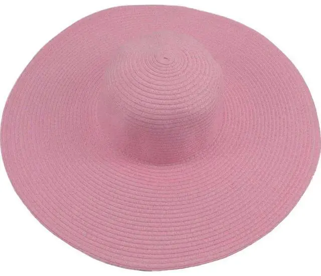 Alt view image 2 of 3 - Big Straw Beach Hats For Women, Wide Brim Beach Sun Cap Floppy with UV Protection for Outdoor Summer Activities U-Y-X6M (Pink)