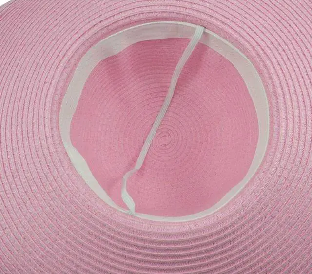 Alt view image 3 of 3 - Big Straw Beach Hats For Women, Wide Brim Beach Sun Cap Floppy with UV Protection for Outdoor Summer Activities U-Y-X6M (Pink)