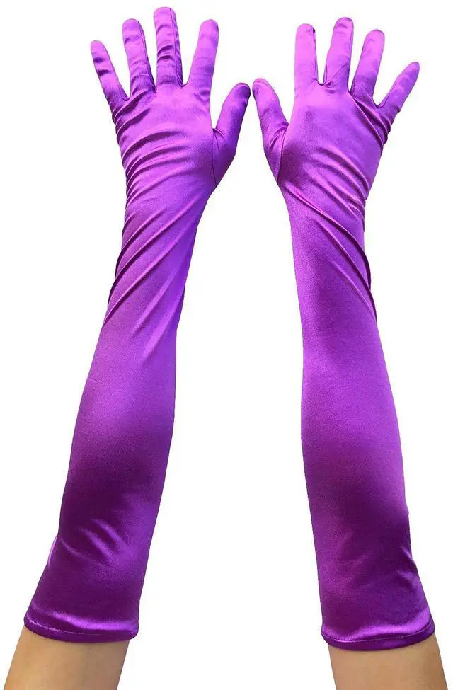 Alt view image 5 of 6 - Long Satin Opera Glove For Women Formal, Elbow Length Glove For Bridal Evening Dance/Tea Party/Church/Wedding W-G-1(Purple)