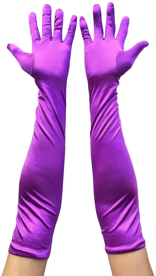 Alt view image 6 of 6 - Long Satin Opera Glove For Women Formal, Elbow Length Glove For Bridal Evening Dance/Tea Party/Church/Wedding W-G-1(Purple)