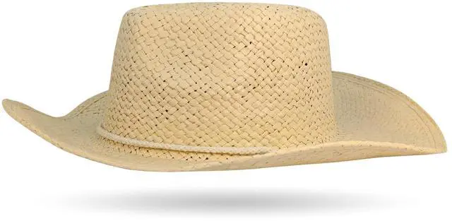 Alt view image 5 of 5 - Straw Cowboy Hat for Men & Women, Cowgirl Sun Cap with Wide Brim & UV Protection for Outdoor Summer Activities U-N3-3Y (US, Alpha, One Size, Orange)