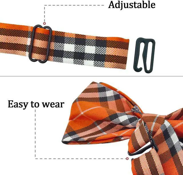 Alt view image 3 of 5 - SYAYA Men Silk Tuxedo Plaid Bow Tie, Teen Boy Pre Tied Formal Tux Bowtie For Wedding Large Necktie Father Day MB-T2 (Black,Beige,Brown Plaid)