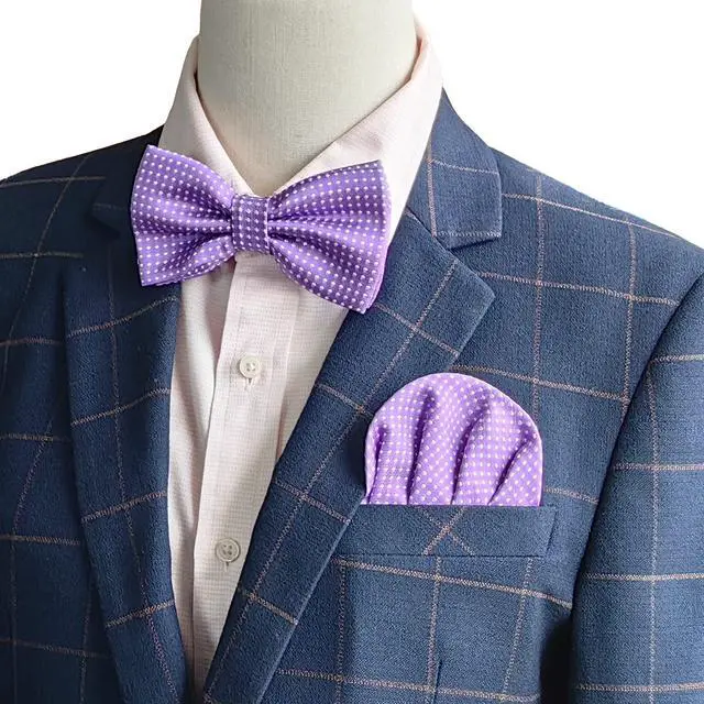 Alt view image 5 of 5 - SYAYA Formal Tuxedo Polka Dots Bow Tie, Teen Boy Pre Tied Classic Tux Bowtie For Father or Easter Day Necktie M-B-T1 (Royal Blue With White Dot)