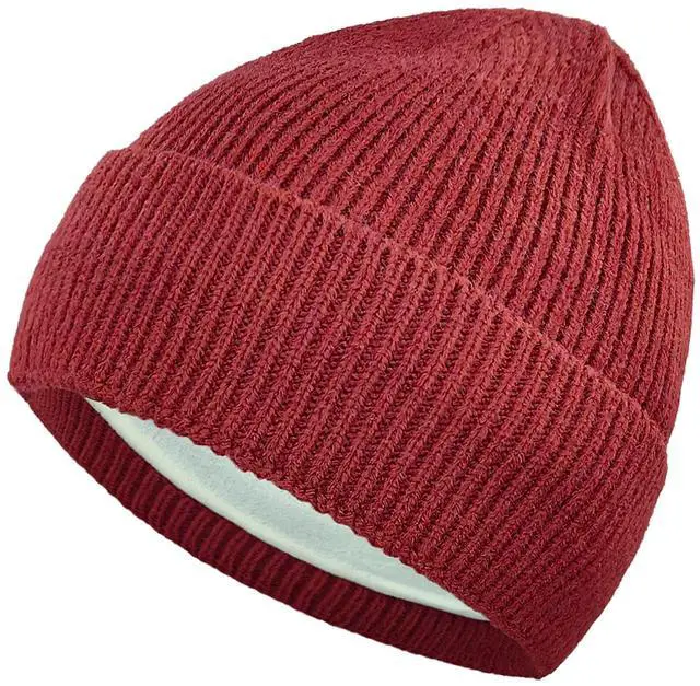 Main image of Winter Beanie Hat for Men & Women, Unisex Thick Wool Knit Hat with Warm Fleece Lined, Winter Knitted Skull Cap U-SY-M1 (US, Alpha, One Size, Burgundy)