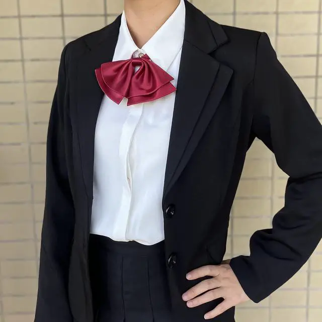 Alt view image 2 of 7 - Silk Women Casual Bow Tie, Pre-Tied Japanese kawaii School Girl Uniform Anime Bowtie For Lolita Floppy Necktie FWBT-1 (Sky Blue)