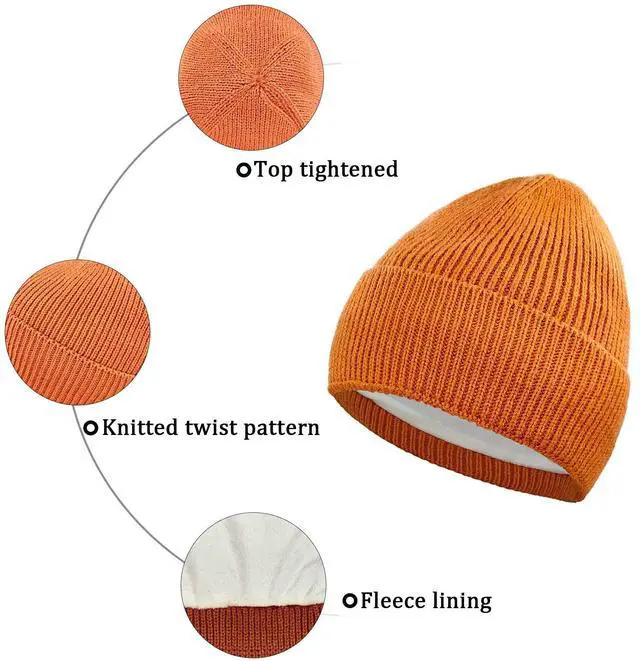 Alt view image 4 of 5 - Winter Beanie Hat for Men & Women, Unisex Thick Wool Knit Hat with Warm Fleece Lined, Winter Knitted Skull Cap U-SY-M1 (US, Alpha, One Size, Burgundy)