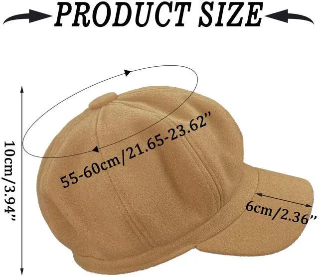 Alt view image 4 of 5 - Womens Wool Fashion All-Match Autumn Newsboy Hat, Classic Spring Visor Beret, Ladies Winter Felt Retro Cabbie Cap (Light Grey)