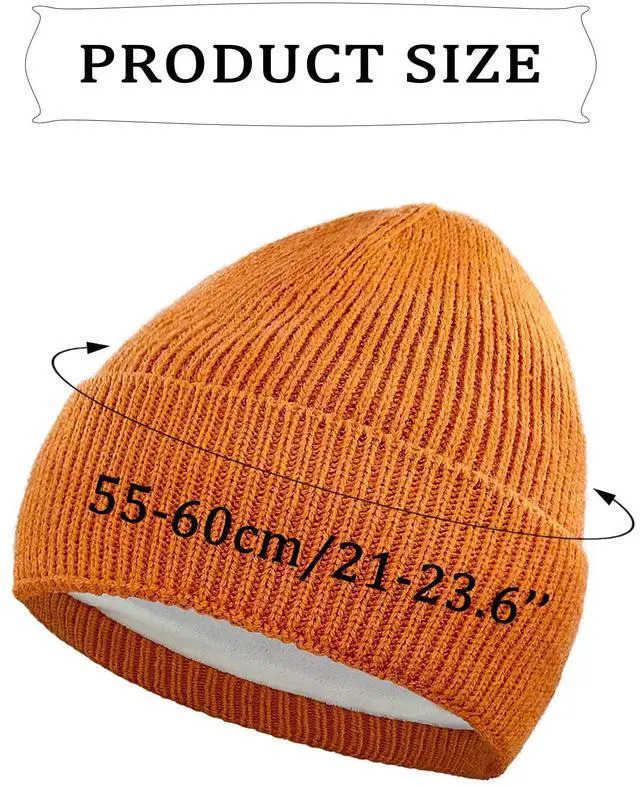 Alt view image 3 of 5 - Beanie Hat Warm for Men Women, Unisex Winter Beanies Wool Knit & Fleece Lined for Cold Weather Knitted Skull Cap U-SY-S6M (Black, One Size)