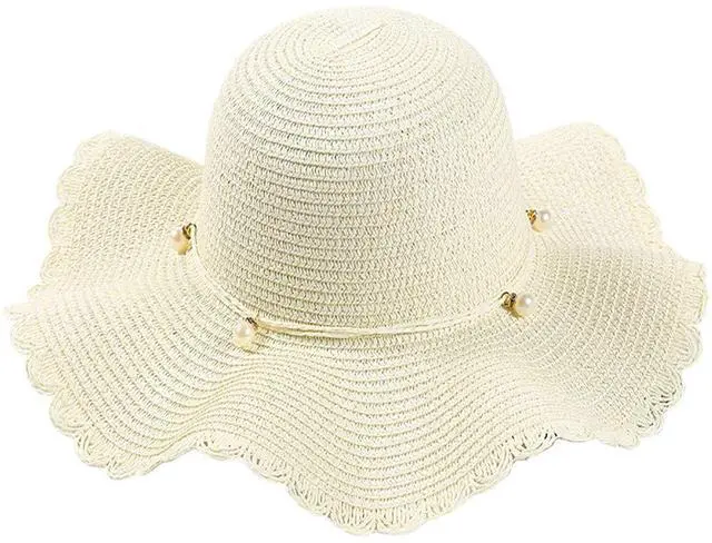 Main image of Straw Beach Ha Big-brim for Women, Wide Brim Beach Sunhat Floppy with UV Protection for Outdoor Summer Activities U-9Y-6M (US, Alpha, One Size, Beige)