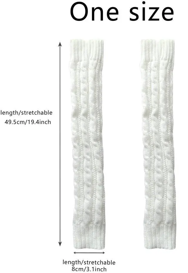 Alt view image 4 of 4 - Winter Arm Warmers, Cable Knitted Long Fingerless Gloves For Goth & Punk Hip Hop & Cosplay & Christmas Party U-S-A3S (Light Gray, One Size)