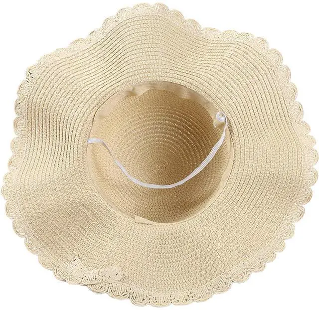 Alt view image 2 of 3 - Straw Beach Ha Big-brim for Women, Wide Brim Beach Sunhat Floppy with UV Protection for Outdoor Summer Activities U-9Y-6M (US, Alpha, One Size, Coffee)