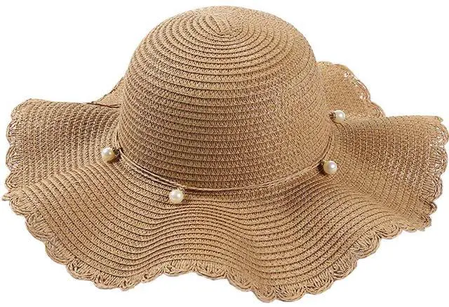 Main image of Straw Beach Ha Big-brim for Women, Wide Brim Beach Sunhat Floppy with UV Protection for Outdoor Summer Activities U-9Y-6M (US, Alpha, One Size, Coffee)