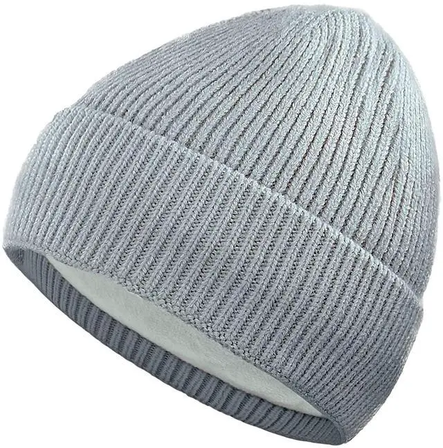 Main image of Winter Beanie Hat for Men & Women, Unisex Thick Wool Knit Hat with Warm Fleece Lined, Winter Knitted Skull Cap U-SY-M1 (US, Alpha, One Size, Light Grey)