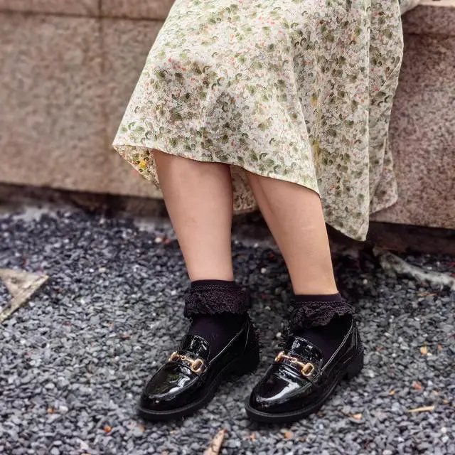 Alt view image 2 of 6 - Women High Ankle Lace Socks, Bridal Ruffle Frilly School Girl Princess Dress Sock with Lace Trim For Lolita/Jk W-811 (A1-5 Pairs - White Eyelet Lace)