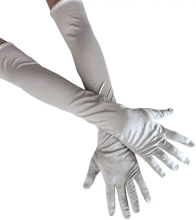 Main image of Long Satin Opera Glove For Women Formal, Elbow Length Glove For Bridal Evening Dance/Tea Party/Church/Wedding W-G-1(Silver)