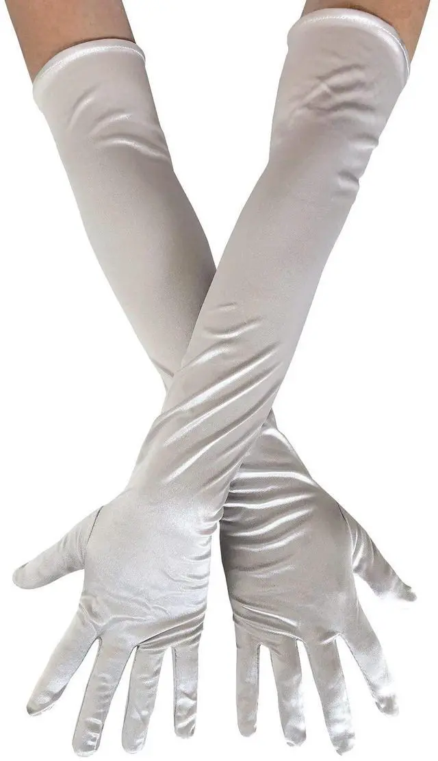 Alt view image 4 of 5 - Long Satin Opera Glove For Women Formal, Elbow Length Glove For Bridal Evening Dance/Tea Party/Church/Wedding W-G-1(Silver)