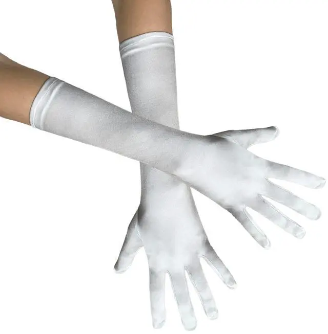Main image of Long Satin Opera Glove For Women Formal, Elbow Length Glove For Bridal Evening Dance/ Tea Party/ Church/ Wedding W-G-1 (Ivory White)