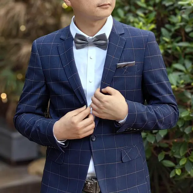 Alt view image 2 of 5 - Pre-Tied Plaid Pattern Bow Tie For Men or Women, Formal Tuxedo Bowties For Wedding Party Necktie or Business M-M-B2T (Silver Gray)