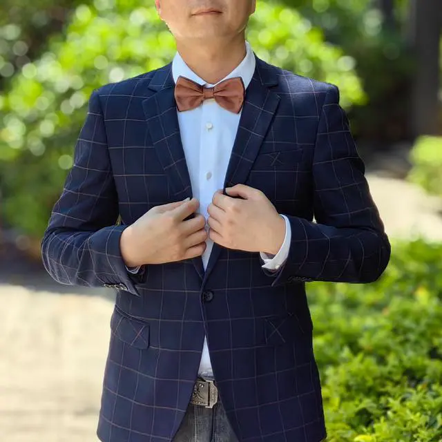 Alt view image 2 of 5 - SYAYA Men Pre Tied Silk Formal Tuxedo Bow Tie, Teen Boy Tux Bowtie For Wedding Large Necktie Father or Easter Day MBT3 (Brown)