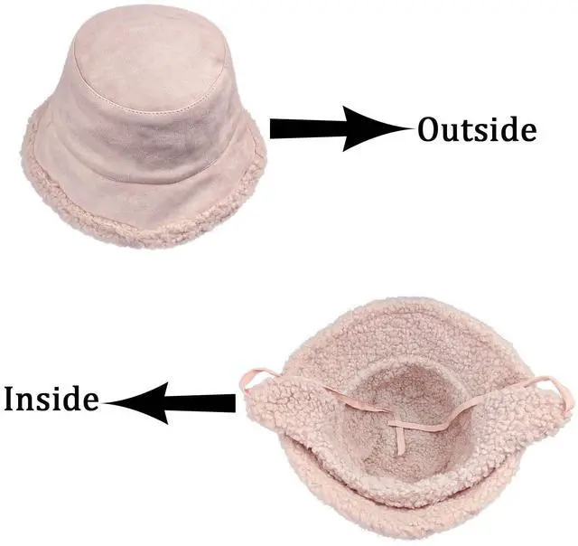 Alt view image 6 of 6 - Cute Women Winter Warm Thermal Windproof Faux Fur Bucket Hat, Teen Girls Fisherman Cap for Cold Weather WH1 (Khaki)
