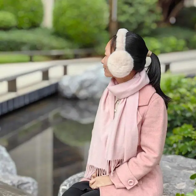 Alt view image 4 of 5 - Women Fuzzy Earmuffs, Teen Girls Foldable Warm Plush Ear Muffs Ear Warmers For Winter Cold Weather Ear Covers W-E-M2 (Pink)
